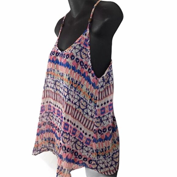 Three Pink Hearts boho sheer multi color blouse S - Picture 2 of 8